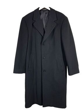 Andrew Fezza Vintage Cashmere Blend Long Overcoat 40R Black